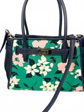 Kate Spade Floral Canvas and Leather Satchel Handbag